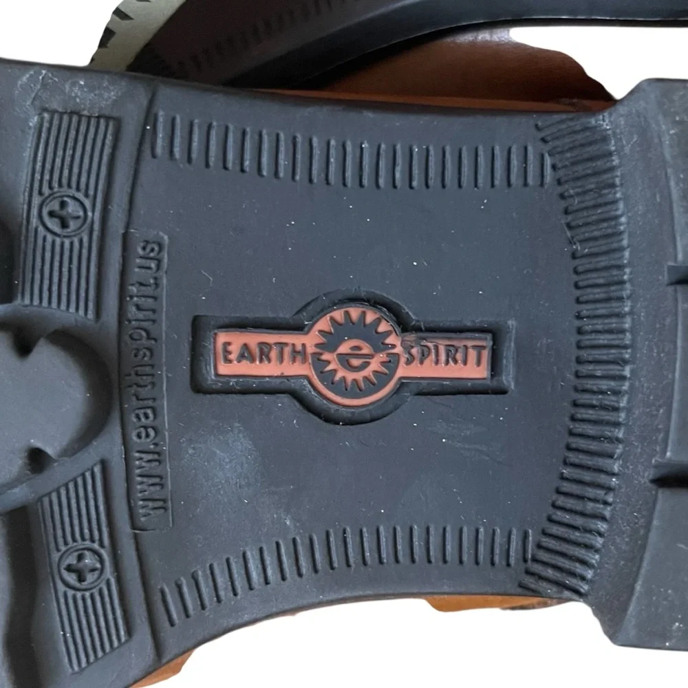 Earth Spirit Yasmin Brown Leather Ankle Boots Cap Toe Lace Up Comfort Booties 8 - Picture 7 of 11